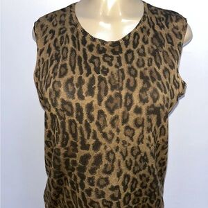 Ralph Lauren Animal Print Silk Blend Sleeveless Top Size L New